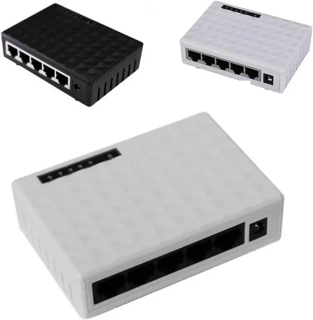 Alt view image 3 of 5 - High Quality Mini 5 Port 10/100Mbps Base Gigabit Switch HUB RJ45 LAN Ethernet Fast Desktop Network Switches Black/White