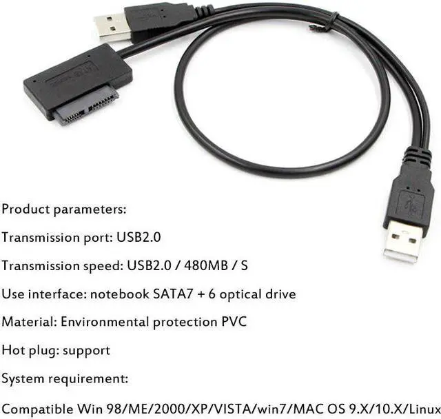 Alt view image 5 of 5 - 2.0 SATA Cable Sata to  Adapter 6+7P SATA to 2.0 easy drive line transfer box Cable Notebook optical drive line