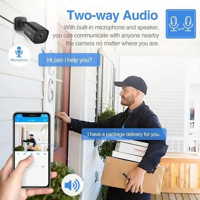 Alt view image 4 of 5 - H.265 Face Dectection 48V POE Security IP Camera Audio Outdoor Waterproof Video Surveillance Camera Onvif FTP 5MP 2MP