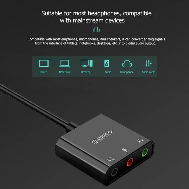 Alt view image 5 of 5 - external sound card Desktop laptop external headset Driver free independent sound card  3-hole output Dual headset