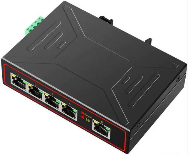 Alt view image 2 of 5 - 5 Ports Industrial Ethernet Switch 10/100/1000Mbp Gigabit Network Switch DIN Rail Type Network Lan Hub adapter Signal Strengthen