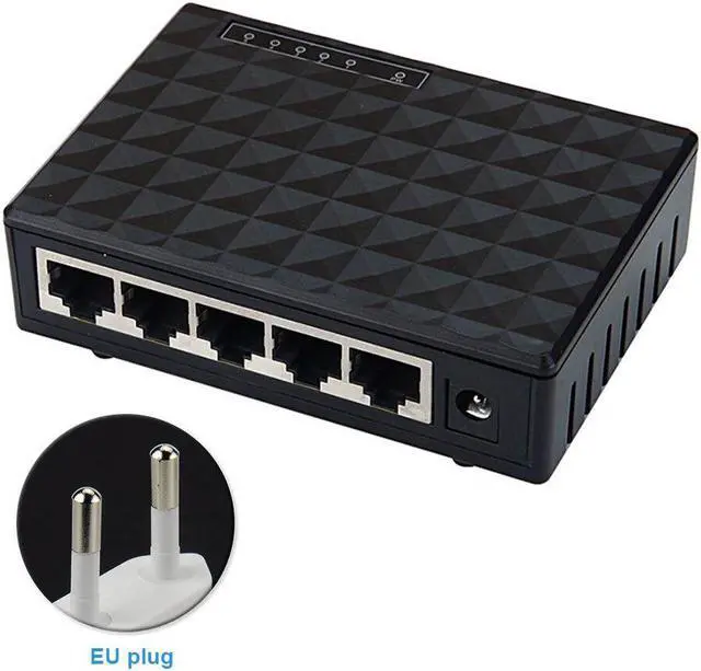 Alt view image 3 of 5 - Desktop 5-Port Exchange Ethernet Gigabit LAN Mini Network Adapter Hub