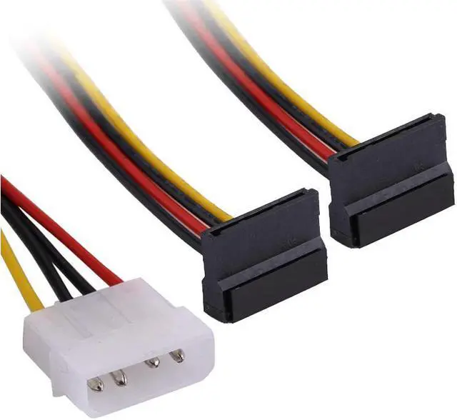 Alt view image 2 of 4 - SATA Adapter Power Cable, 4pin 2 SATA Power Connector Splitter,IDE 4 pin Spliter SATA 90 Degree for Hard Drive SSD