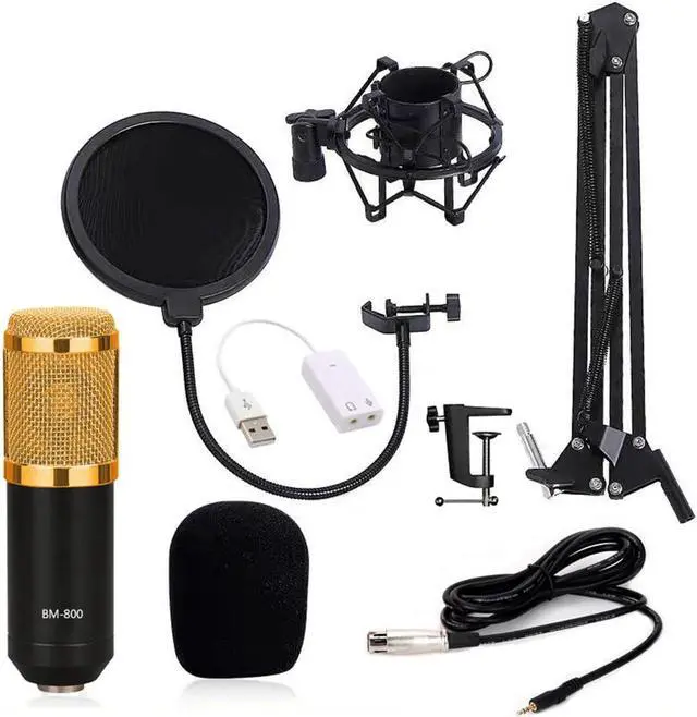 Alt view image 5 of 5 - Kit Computer Condenser Mic with Arm Sound Card Pop Filter Windbreak for Gaming Podcasting Live Streaming Music