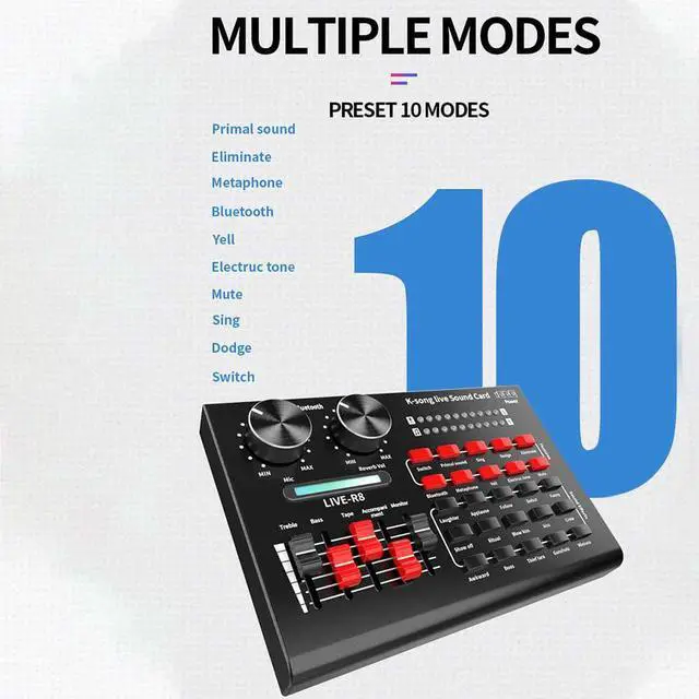 Alt view image 2 of 5 - Computer PC Live Sound Card Bluetooth Voice Chat External USB Headset Microphone Accessories Audio Mixer KTV Karaoke