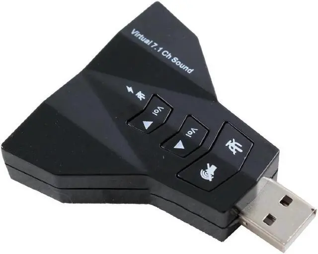 Alt view image 2 of 4 - 7.1 Channel USB 2.0 External Sound Card w/Dual 3.5mm Headset and Microphone Jack Interface,Laptop USB Stereo Mic Audio Adapter