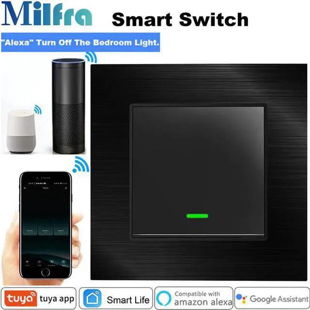 Alt view image 6 of 7 - Wifi Switch Internet Neutral Wire Required Smart Light Switch Voice Phone Control 86 Switch for Alexa Tuya Smart Life App