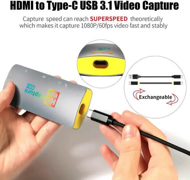 Alt view image 2 of 5 - 4K Capture Card,USB3.1 Type C Video Capture Card,4K 60FPS HD Audio Video Capture Device for PS4 Switch OBS YouTube