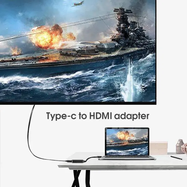 Alt view image 5 of 5 - USB Type C To HDMI Adapter 4K USB3.1 C To HDMI Adapter Male To Female Cable Converter Cable Jack HDMI VGA For PC TV Box