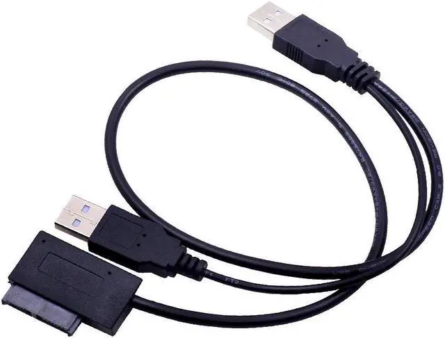 Alt view image 3 of 5 - USB 2.0 to 6 7 13Pin Slimline Slim SATA Cable with External USB2.0 Power Supply for Notebook Laptop CD-ROM DVD-ROM ODD