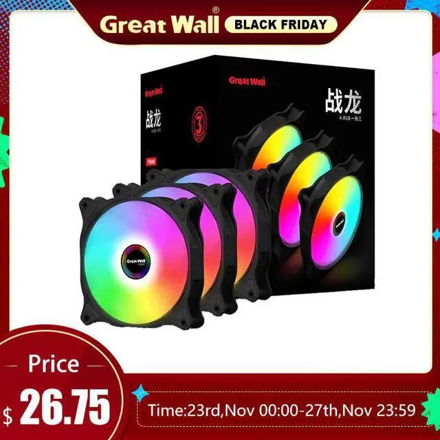 Main image of PC Case ARGB Fan Cooler Kit Aura Sync Cooling Fan 120mm Mute 4pin Hub Computer Case RGB Fan Cooling CPU Cooler For PC