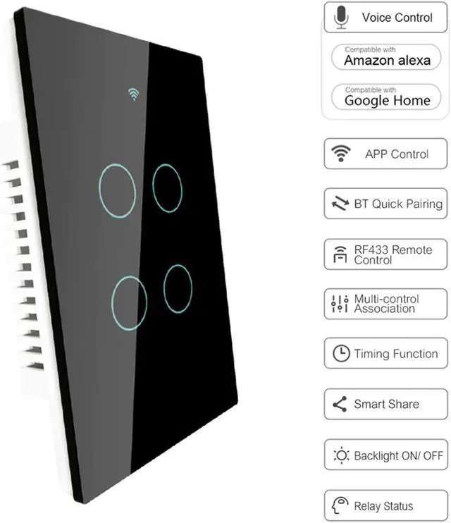 Main image of Smart touch switch Light switch WIFI network connection App smart Voice control Compatible with Alexa/ Google Home