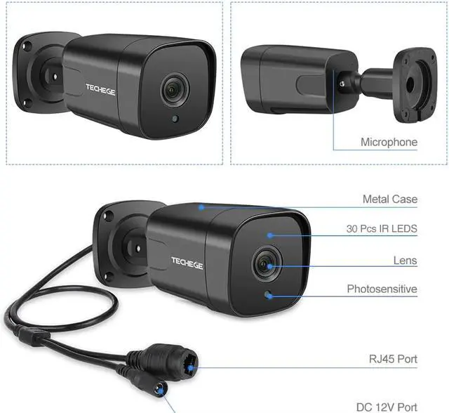 Alt view image 3 of 5 - H.265 Face Dectection 48V POE Security IP Camera Audio Outdoor Waterproof Video Surveillance Camera Onvif FTP 5MP 2MP