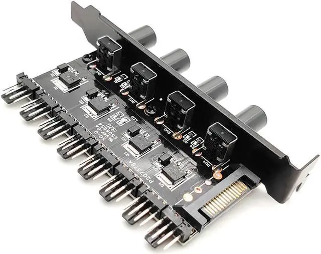 Alt view image 3 of 5 - 12V Adapter 1 To 3 8 Way Knob Speed Controller Cooling Fan Hub 4Pin 3Pin Universal Practical 4D SATA Power Supply PC Case