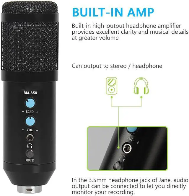 Alt view image 3 of 5 - Condenser Microphone Sound Recording for Mac Laptop and Computers Radio Braodcasting Singing Recording KTV Karaoke Mic