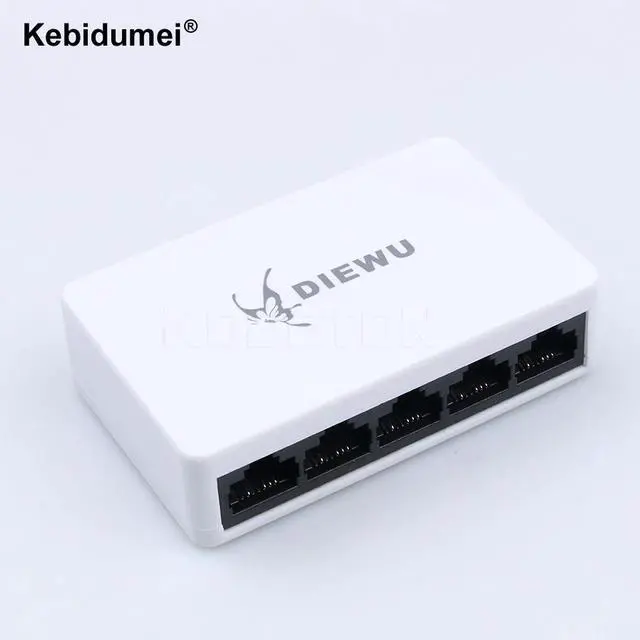 Main image of Performance 5 Ports Network Switch 10/100Mbps Fast Switch LAN Ethernet Network Switch Adapter with EU/US Power Supply