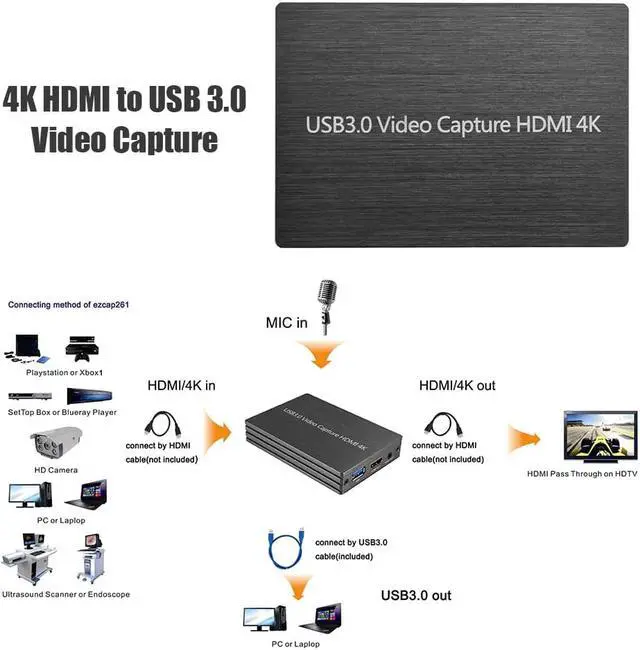 Alt view image 4 of 5 - Video Tuner Cards Recorder Elaborate Manufacture Prolonged Durable 4K USB3.0 to  for OBS  Live Broadcast Box