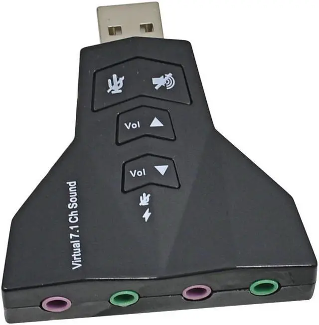 Alt view image 3 of 5 - 7.1 USB Sound Card External Microphne Headphone Speaker 3.5mm Jack to USB Audio Adapter Card Interface for PC Mac Laptop