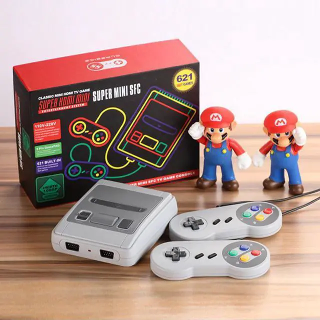 Alt view image 2 of 5 - Retro TV Game Console 8Bit Classic Built-in 621 Games 2 Controllers Game Player For Super Nintendo Game Console Accessories