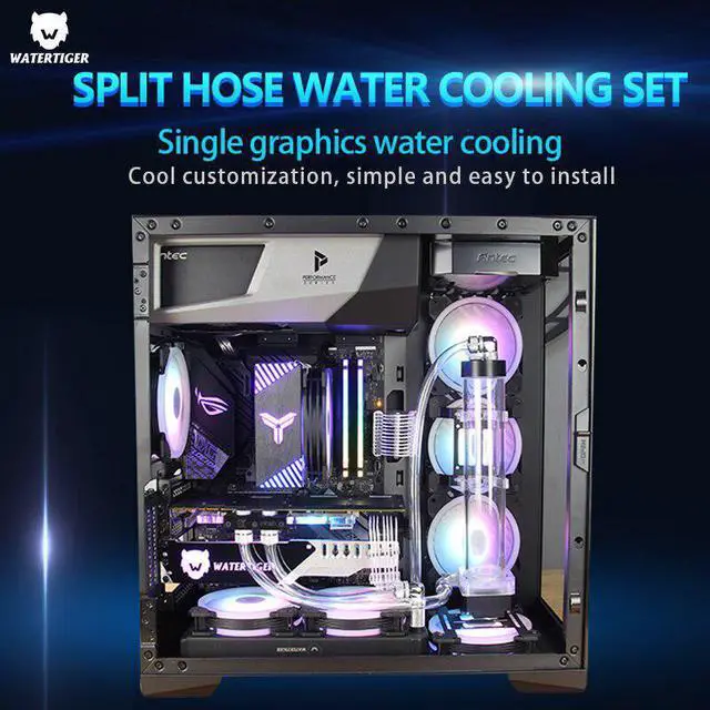 Main image of custom desktop computer split CPU water cooling hose set graphics card water cooling radiator RGB lamp