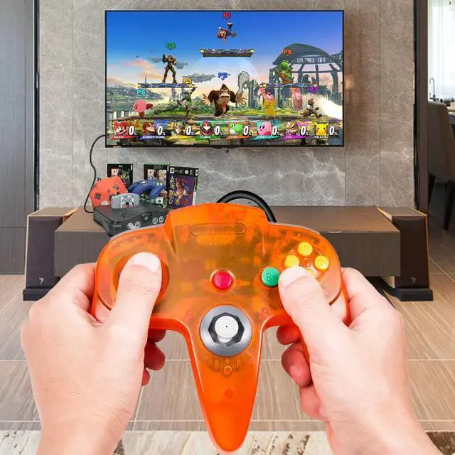 Alt view image 2 of 5 - 2pcs/set Orange Wired Gamepad joystick for N64 controller retro Game Console Analog gaming joypad n64 handle