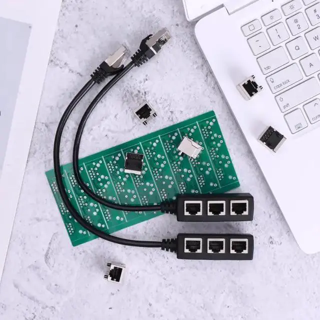 Alt view image 2 of 5 - LAN Ethernet Network RJ45 Connector Splitter Adapter Cable For Networking Extension 1 Male To 3 Female/1 Female To Female