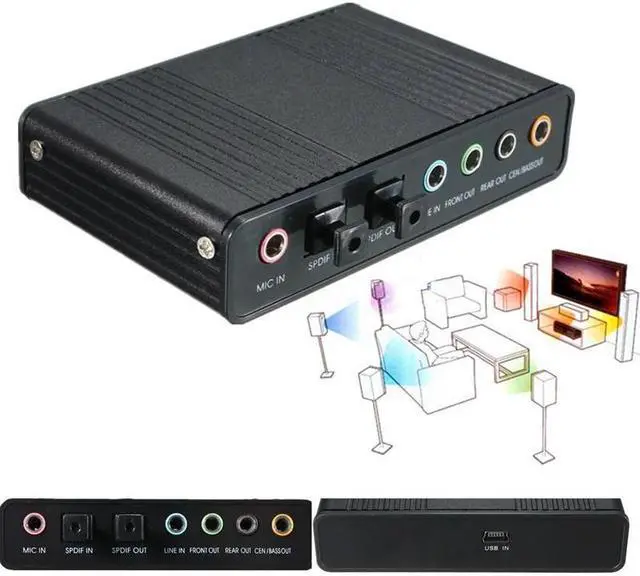 Alt view image 3 of 5 - 5.1 3D o Sound Card Virtual 7.1 Channel Converter Adapter Cable &  3.1 Type C to HDMI VGA Adapter