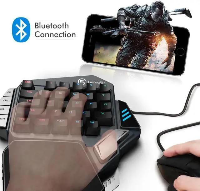 Alt view image 2 of 5 - Z1 Single Hand RGB Blacklight Mechanical Bluetooth Gaming Keyboard Cherry Mx Switches Red Blue Switch for Android PC