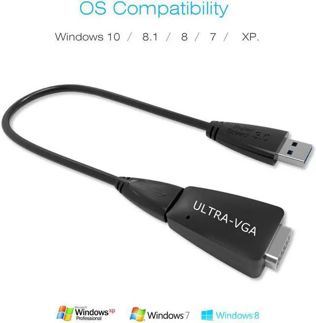 Alt view image 4 of 5 - USB 3.0 to VGA Adapter Converter Cable Video Graphics UGA Display Card HD 1920x1080 for PC Laptop Windows
