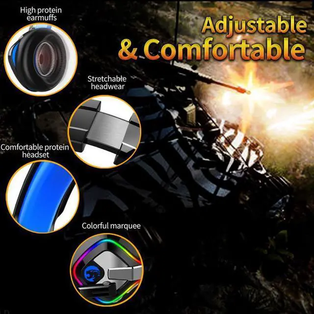 Alt view image 4 of 5 - For PS4 Xbox Nintendo Switch PC 3.5mm Stereo Headphones Mic LED Gaming Headset Intelligent noise reduction earphones