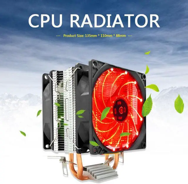Alt view image 5 of 5 - 2 Heat Pipes Silent Desktop PC Computer Cooler Radiator CPU Dual Cooling Fan GPU Computer Water Cooling System Waterblock