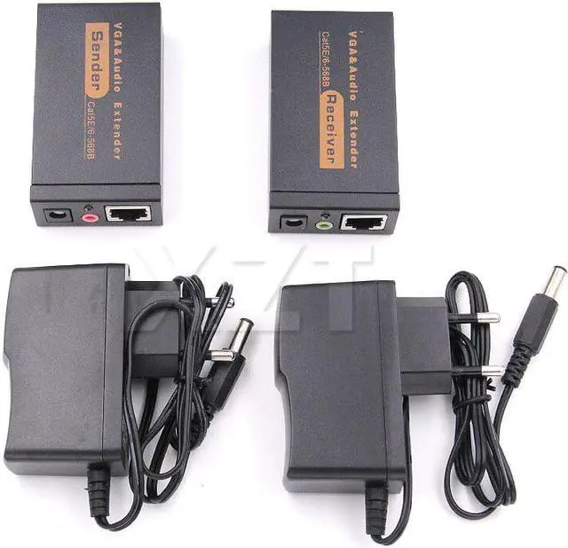 Main image of Quality 1pcs 100M 328ft VGA Video Audio Extender Over Single RJ45 CAT5e/6 1080P Extension adpater Lightning protection