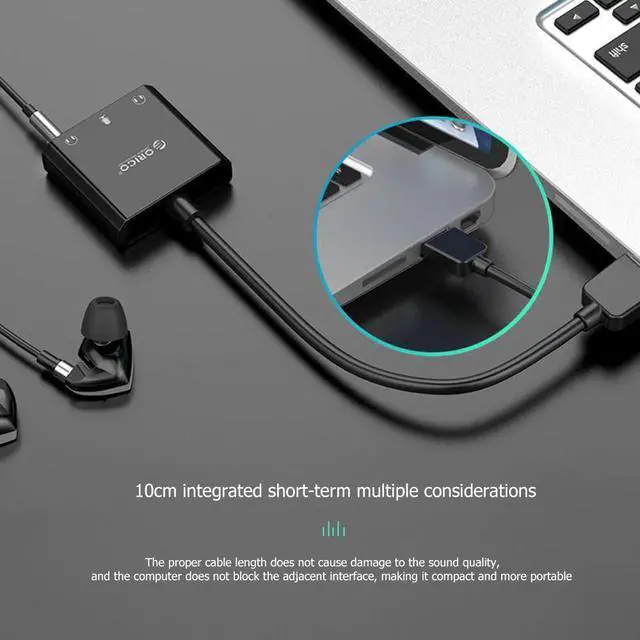 Alt view image 2 of 5 - external sound card Desktop laptop external headset Driver free independent sound card  3-hole output Dual headset
