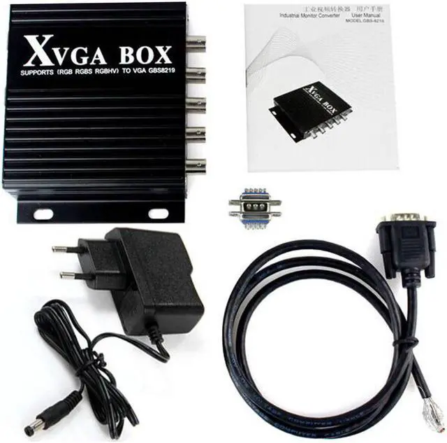 Main image of Box RGB RGBS RGBHV MDA CGA EGA to VGA Industrial Monitor Video Converter with US Plug Power Adapter Black NEW Digital