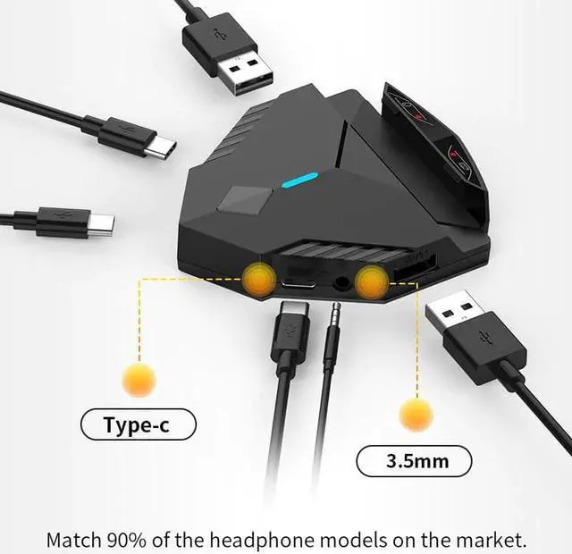 Alt view image 3 of 5 - Mobile Gaming Keyboard Mouse Converter Wired Bluetooth Dual Connection Mode No Delay Supports Cloud Games for Apple Android