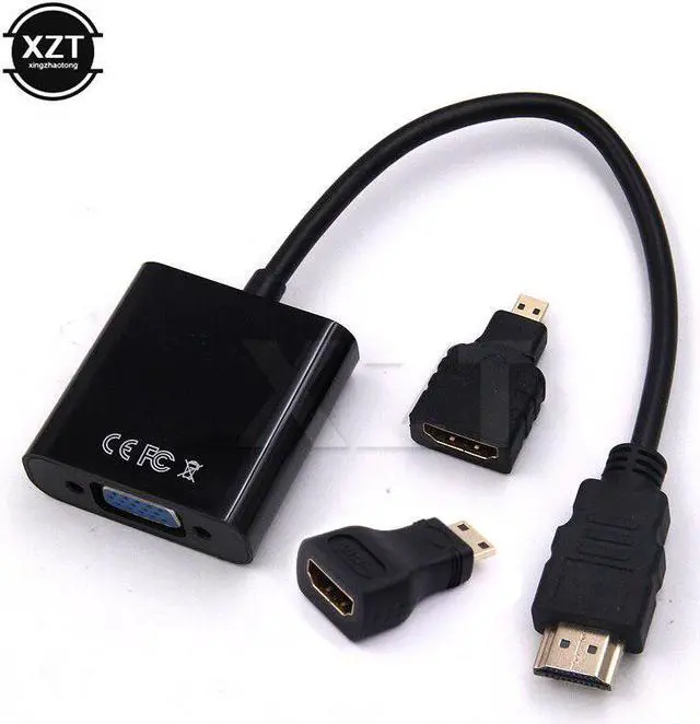 Alt view image 2 of 5 - to vga For PC HDTV Display Projector 1080P for  connector Adapter Audio +MINI  Micro  for  connector cable
