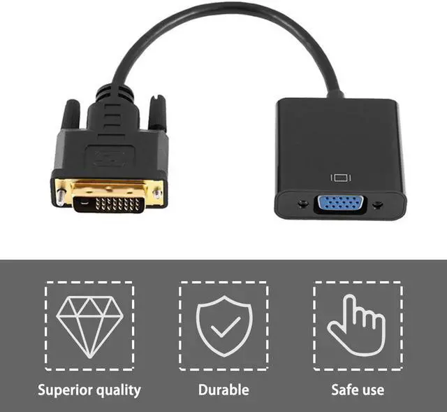 Alt view image 4 of 5 - Full HD 1080P DVI-D to VGA Active Adapter Converter Cable 24+1 Pin Male to 15pin Female Monitor Cable for PC Display Card