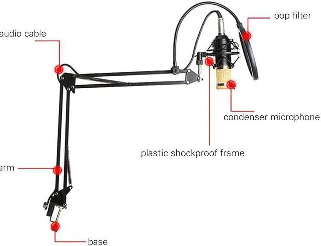 Alt view image 3 of 5 - Kit Computer Condenser Mic with Arm Sound Card Pop Filter Windbreak for Gaming Podcasting Live Streaming Music