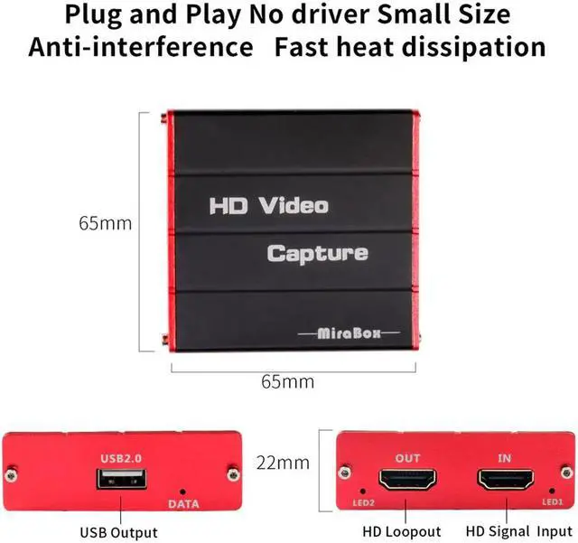 Alt view image 5 of 5 - HDMI to USB Capture Card  HDMI Capture USB Graphics Card with Loopout for PS4 Nintendo Switch Xbox Camera Streaming
