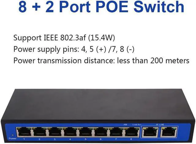 Alt view image 7 of 7 - 8 PoE Injector POE Ethernet Switch Professional IP Camera Poe Network Switches Power Over Ethernet 5.6Gbps POE Switch