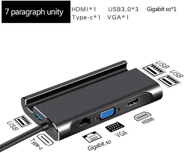 Alt view image 3 of 5 - c Docking station hdmi USB 3.0 HDMI VGA RJ45 PD USB Hub for Laptop Macbook Pro  Surface    dex station