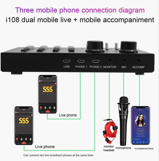 Alt view image 3 of 5 - Audio Card Stereo Sound Professional External Equipment Headphone Volume Control Live Streaming Microphone Speaker