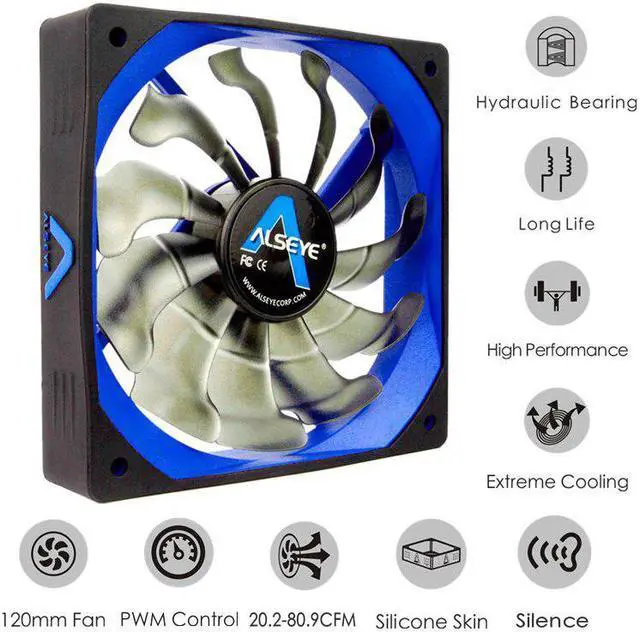 Main image of PC Cooling Fan 120mm PWM 4pin Fan Cooler 2pieces Computer Fan High Airflow and Air Pressure