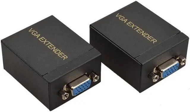 Alt view image 3 of 6 - 1 Pair Receiver Transmitter VGA to RJ45 Extender Repeater by Cat5e/6 up to 60M VGA UTP for PC Laptop Computer Projector