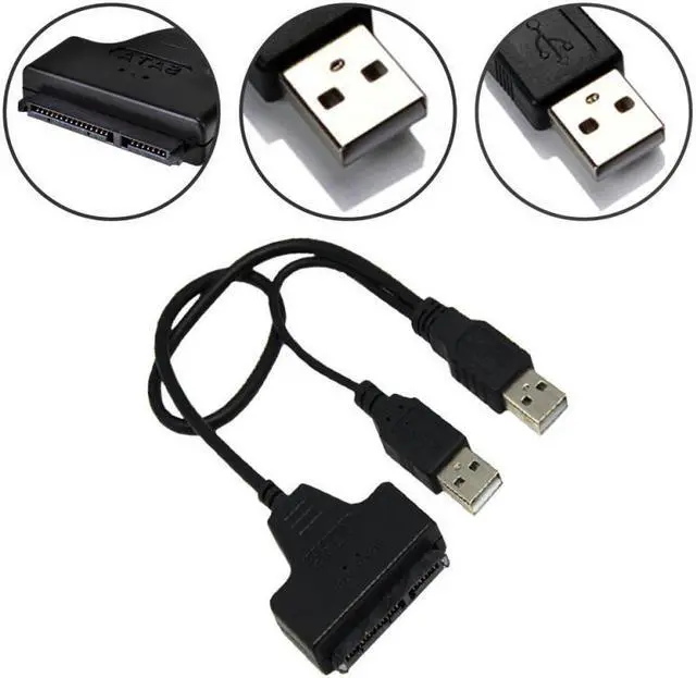 Main image of Black 50cm Copper Cord USB to SATA Cable SATA7+15 Pin to USB SATA2.0 Adapter Cable for SATA notebook hard drive