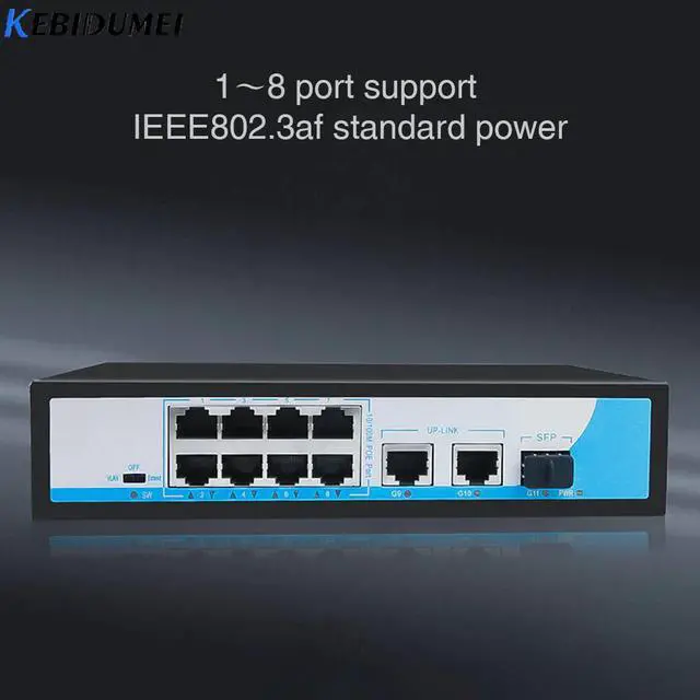 Alt view image 5 of 5 - 10/100/1000M 8 Ports RJ45 Ethernet Networks POE Switch 2ch Uplink Switch 1 channel Gigabit Switch with SFP Slot