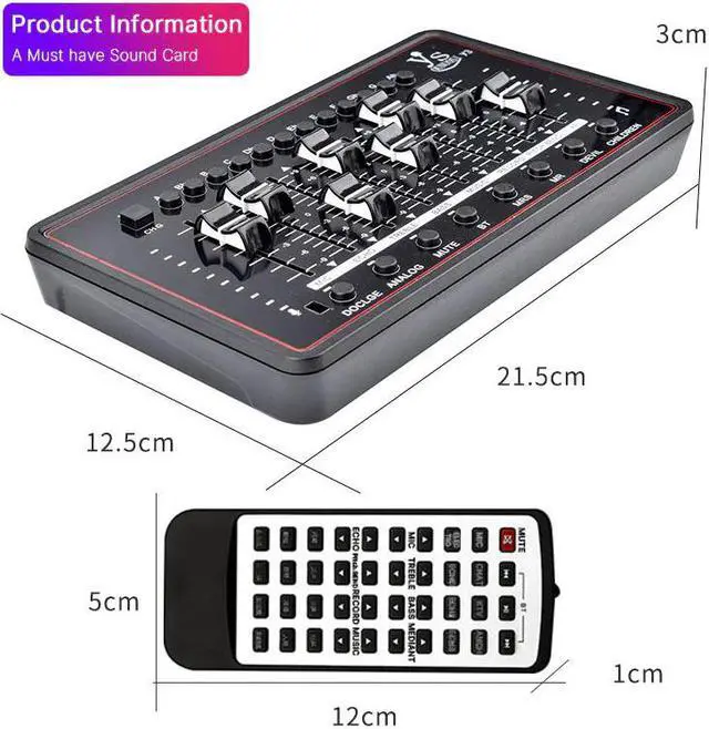 Alt view image 5 of 5 - Interface Sound Card Professional Studio  Microphone External Sound Card With Remote Control For Broadcast Guitar PC