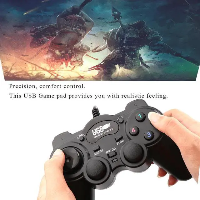 Alt view image 2 of 5 - Computer Laptop Game Controller USB ABS Plastic Wired Gamepad Turbo Auto Function