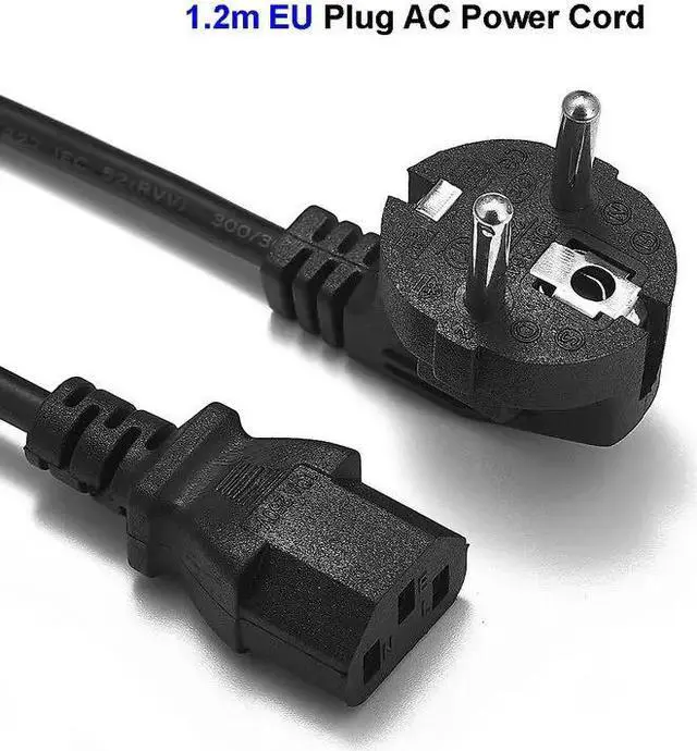 Alt view image 3 of 5 - EU Plug Power Cable 1.2m 100W Euro Schuko on Angled IEC C13 Power Supply Cord For AC Adapters