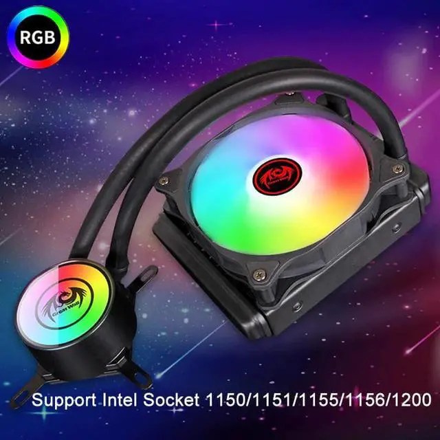 Alt view image 2 of 5 - RGB CPU Water Cooling 120mm Fan 4Pin PWM 12V PC Case Liquid Cooler for LGA 1150 1151 1155 1156 1200 CPU Water Cooler